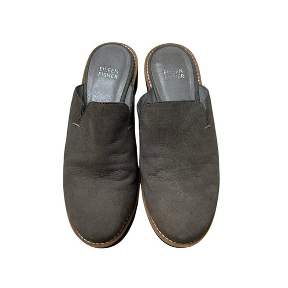 Eileen Fisher Loti Leather Clog Shoes Mules Slip On Wedge Women’s Size 6 - Picture 2 of 8